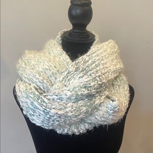 Cozy Knit Infinity Scarf lite blue with sparkles